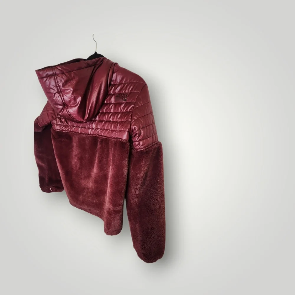 Justice Jacket Girls 14 Red Burdgundy Hood Full Zip Pockets